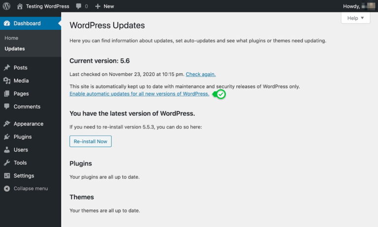 wordpress 5 6 automatic updates 768x461 1 میز وردپرس